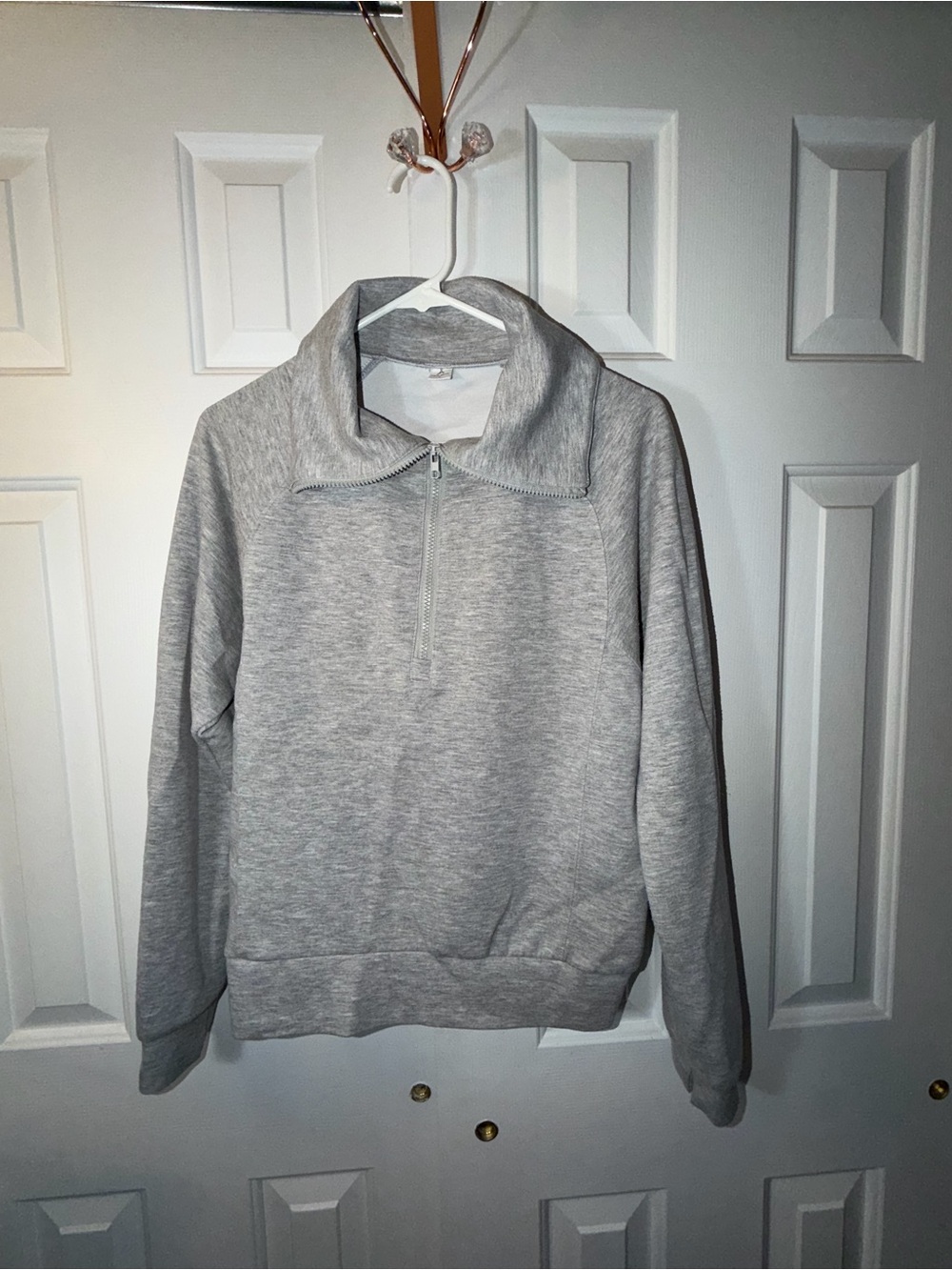 Women's Light Gray Half-Zip Pullover Sweatshirt